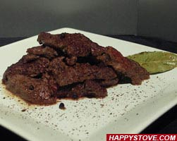 Beef Strips in Dark Chocolate Marinate - By happystove.com