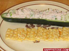 Salmon Salad in Cucumber Boats - By Benjamin K.